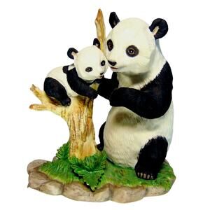 Lenox Giant Panda Bear Mother Baby Cub Porcelain Figurine 90s Bears In Tree Vtg